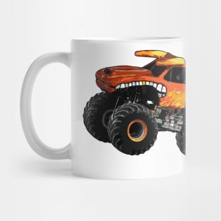 Orange Monster Truck Jump Illustration Mug